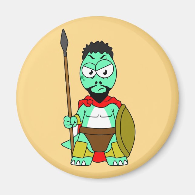 Aimant Tyrannosaurus Rex Habillé Comme Leonidas. (Devant)