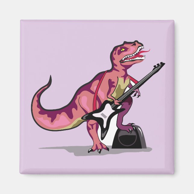 Aimant Tyrannosaurus Rex Jouant La Guitare. (Devant)