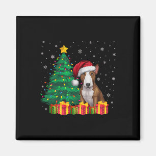 Aimant Ugly Bull Terrier Santa Hat Noël Lumières Chien L