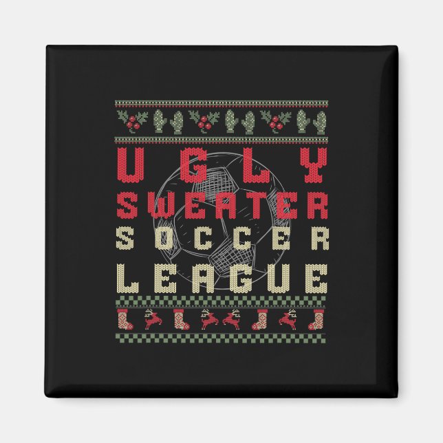 Aimant Ugly Christmas Soccer – Funny Ugly Sweater Shirt  (Devant)