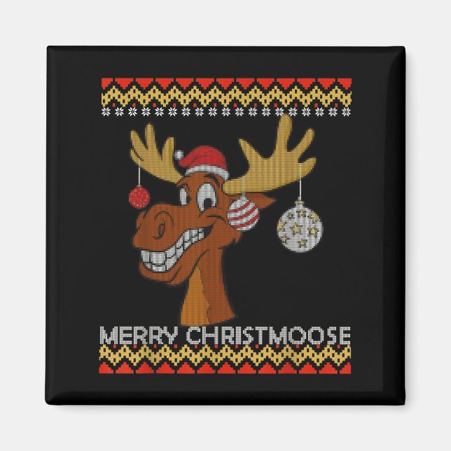 Aimant Ugly Christmas Sweater I Merry Christmoose Funny M (Devant)