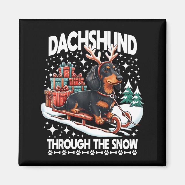 Aimant Ugly Dachshund Christmasthrough The Snow Gift Chri (Devant)