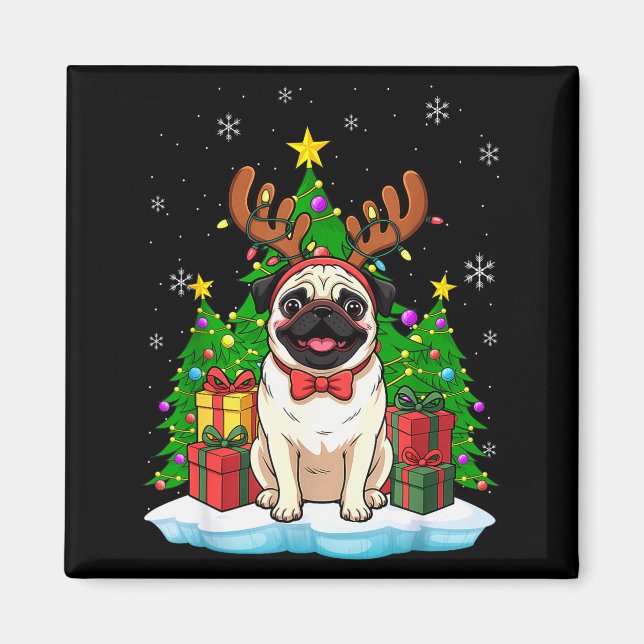 Aimant Ugly Pug Christmas Sweater Pajama For Women Men Fa (Devant)