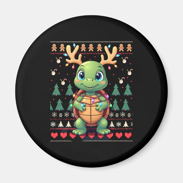 Aimant Ugly Xmas Sweater Style Lighting Turtle Christmas  (Devant)