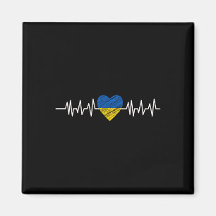 Aimant Ukraine Battement de coeur Drapeau Ukraine J'aime