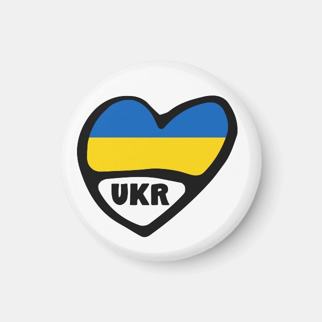 Aimant Ukraine Code Pays Coeur Drapeau, UKR (Devant)