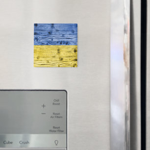 Aimant Ukraine drapeau bleu jaune motif de texture de boi