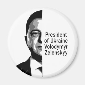 Aimant Ukraine Président Zelenskyy Half Portrait B&W Art
