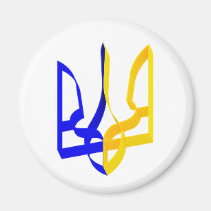 Aimant Ukraine Trident Bande bleue et jaune V2