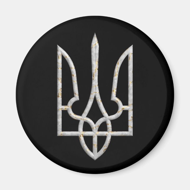 Aimant Ukraine Trident Gyrfalcon Crest marbre or (Devant)