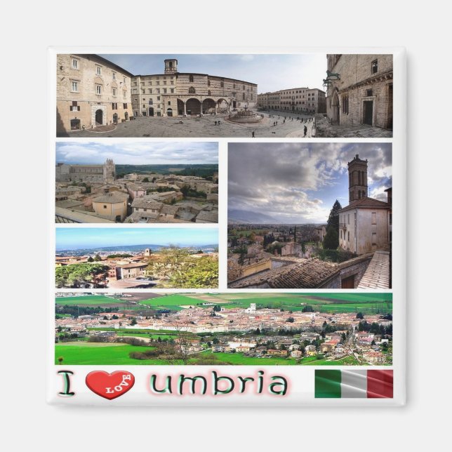 Aimant UMB004 UMBRIA I Love, Mosaic, Italie, Frigo (Devant)