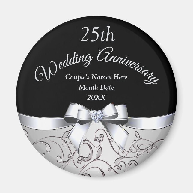 Aimant Un 25ème anniversaire de Mariage peu cher favorise (Devant)