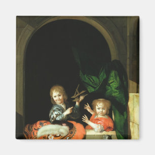 Aimant Un chat observant deux garçons