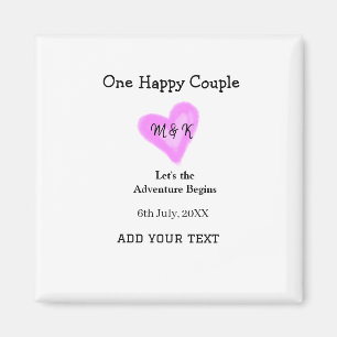 AIMANT UN COUPLE HEUREUX CŒUR ROSE MARIAGE NOM DATE