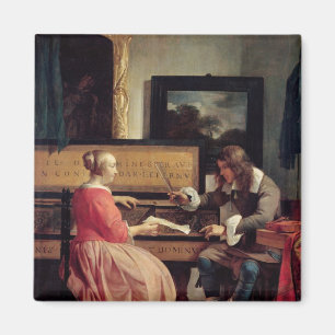 Aimant Un homme et une femme assis par une vierge, c.1665