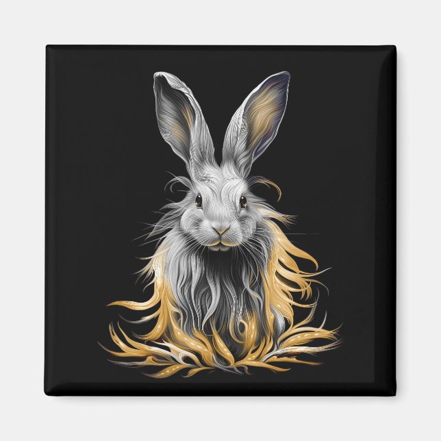 Aimant Un lapin gris génial en feu (Devant)