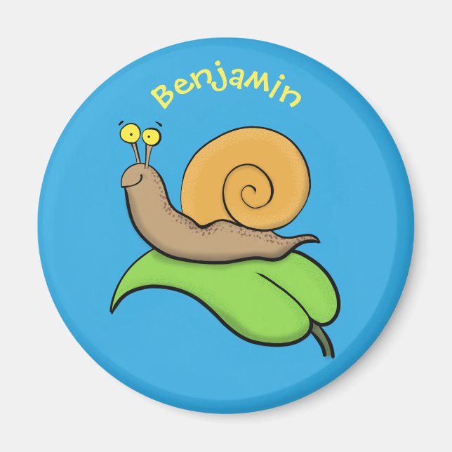 Aimant Un mignon escargot heureux sur une illustration d' (Devant)