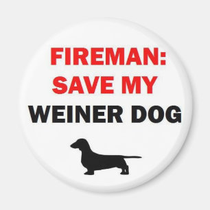 Aimant Un pompier sauve mon chien Weiner