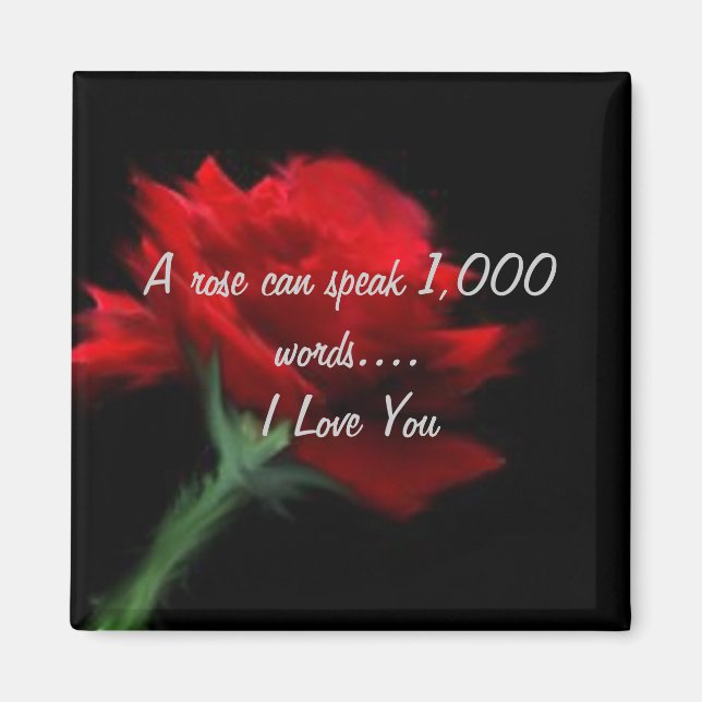 Aimant Un Rose peut parler 1000 mots (Devant)