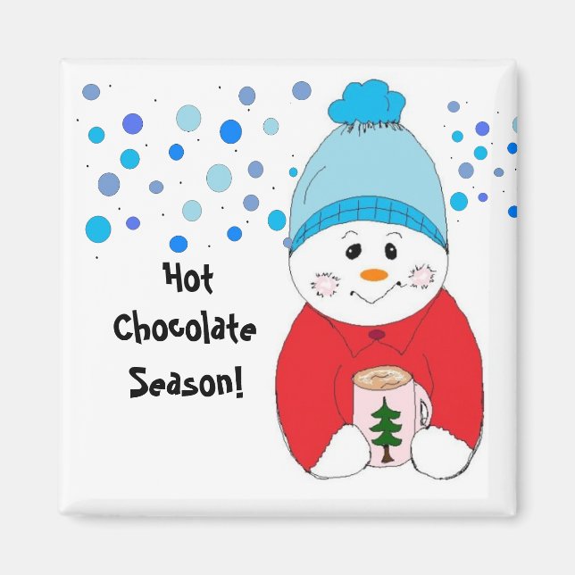Aimant Un Snowman Sirote Du Chocolat Chaud (Devant)