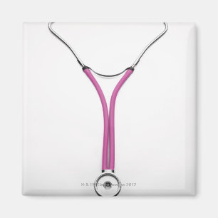 Aimant Un stéthoscope de médecins rose affichant le symbo