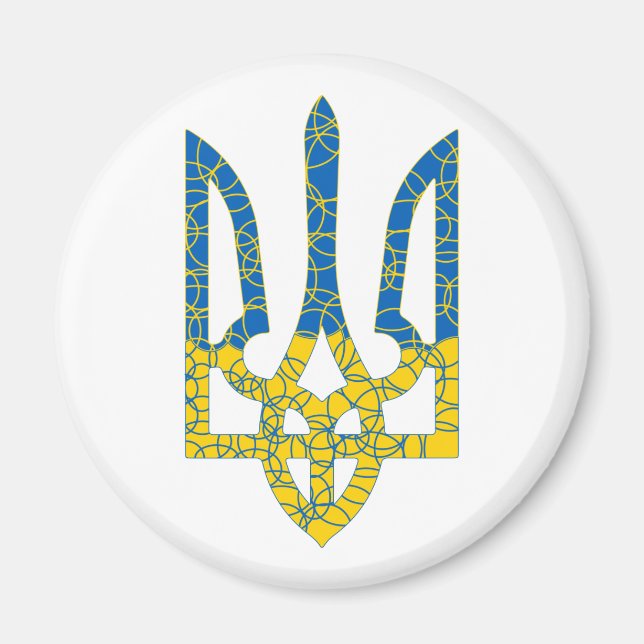 Aimant Un trident ukrainien texturé drapeau d'Ukraine cou (Devant)