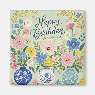 Aimant Un Trio de Fleurs d'Anniversaire