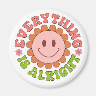 Aimant Un visage souriant avec une fleur et les mots part