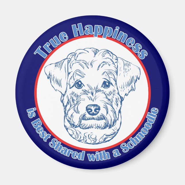 Aimant Un vrai bonheur avec un Schnoodle (Devant)