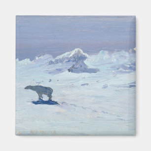 Aimant Une chasse d'ours blanc dans la nuit éclairée pa