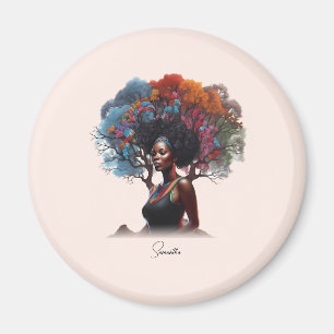 Aimant Une femme afro-américaine aux cheveux arborés