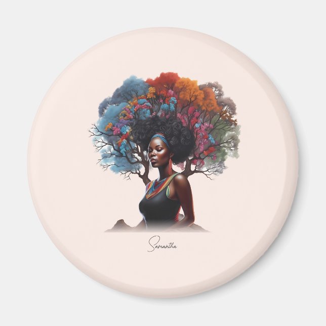 Aimant Une femme afro-américaine aux cheveux arborés (Devant)