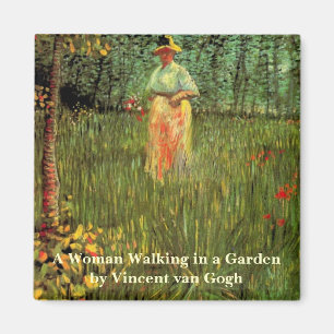 Aimant Une femme marchant dans un jardin par Vincent van