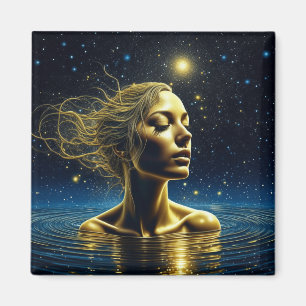 Aimant Une femme mystique méditant sous les étoiles