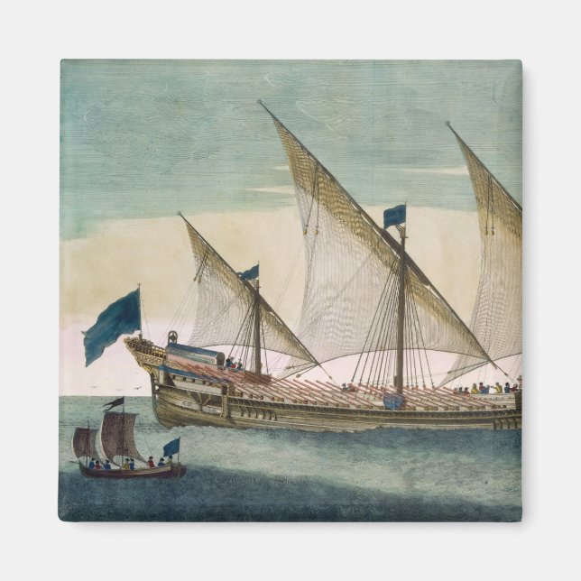 Aimant Une galère à trois mâts en cours de navigation, av (Devant)