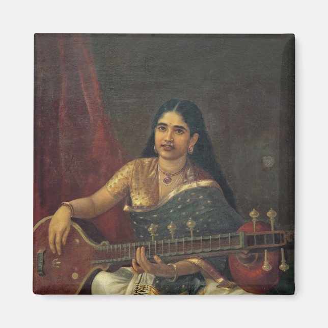 Aimant Une jeune femme avec une veena (Devant)