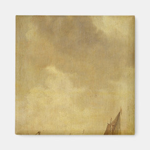 Aimant Une scène de rivière, avec des pêcheurs étenda