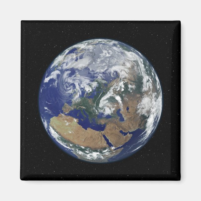 Aimant Une Terre entièrement éclairée centrée sur l'Europ (Devant)