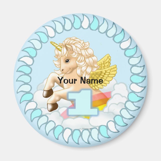 Aimant Unicorn Anniversaire 1 an (Devant)
