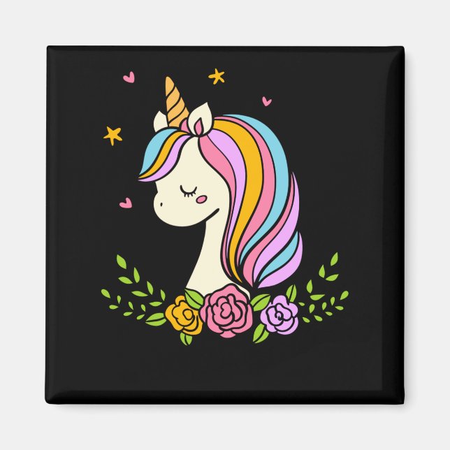Aimant Unicorn Cute Whimsical Girly D Name  (Devant)