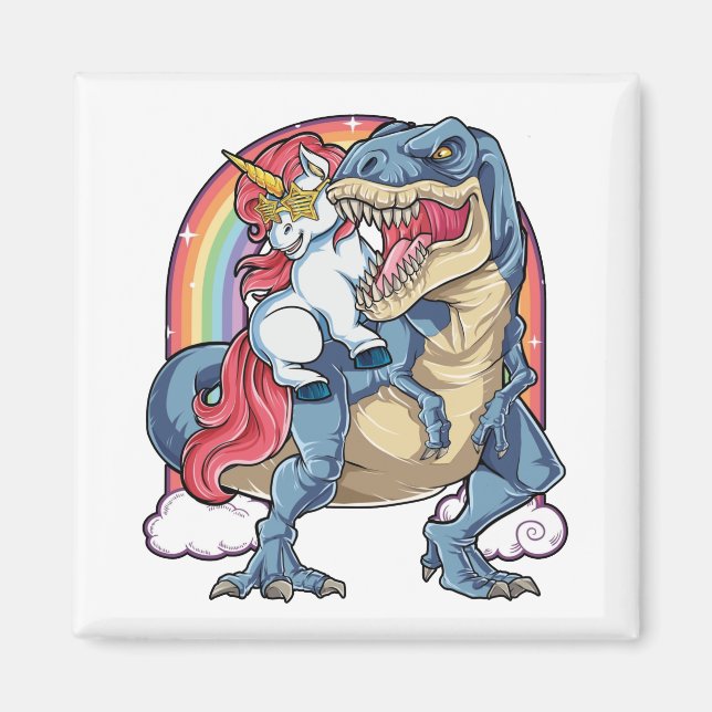 Aimant Unicorn équitation Dinosaur (Devant)