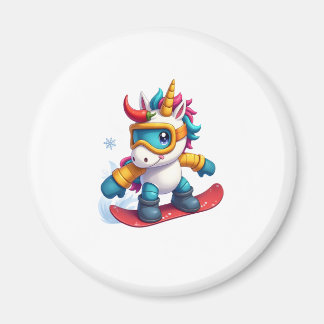 Aimant Unicorn on Snowboard - Funny Ski and Wintersports 