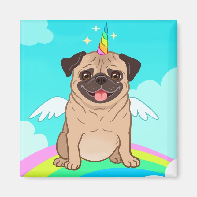 Aimant Unicorn pug (Devant)