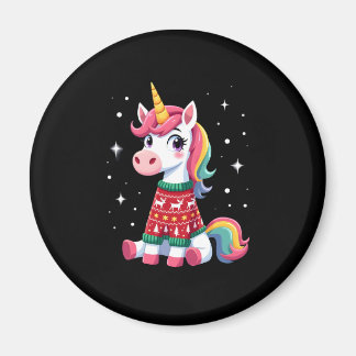 Aimant Unicorn with Christmas Sweater Unicorn Girls Chris