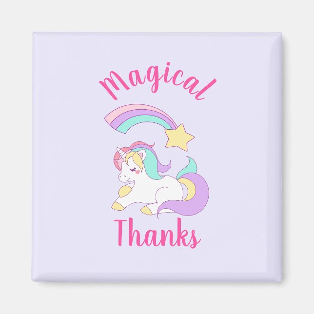 Aimant Unicorne magique avec Rainbow Shooting Star Merci (Devant)