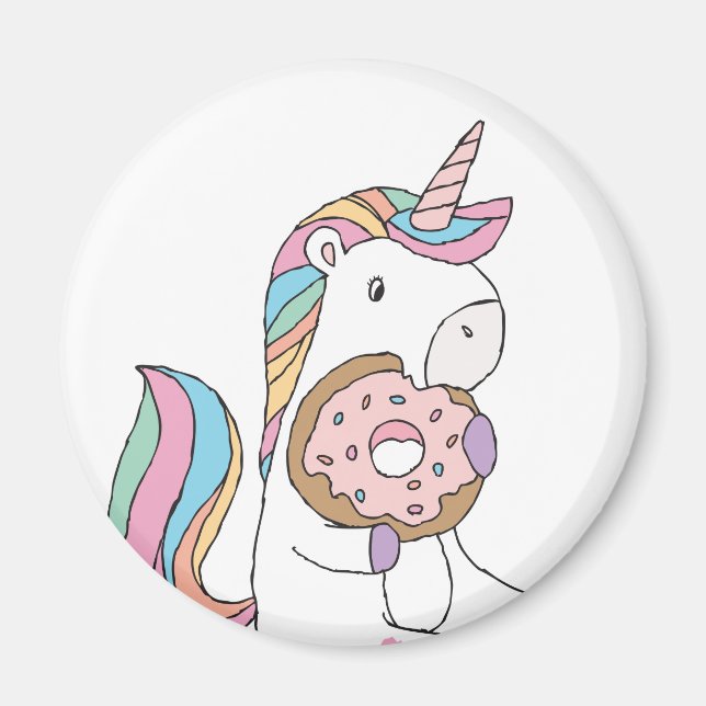 Aimant Unicornes affamées Unicorne colorée Art mignon (Devant)