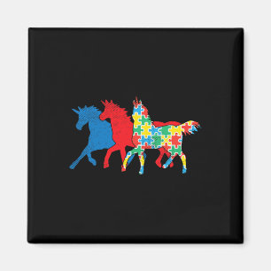 Aimant Unicorns Puzzle bleu Sensibilisation sur l'autisme