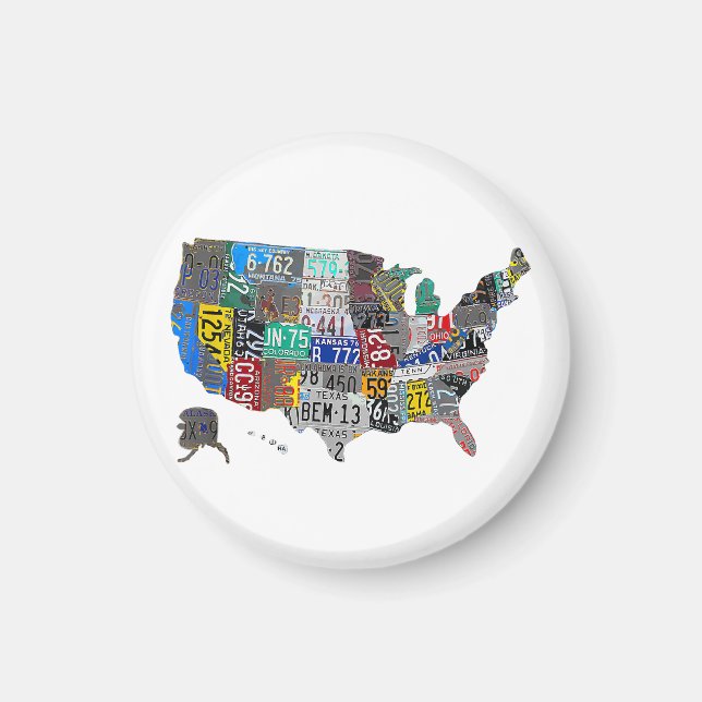Aimant US American United States Map Flag License Plate A (Devant)
