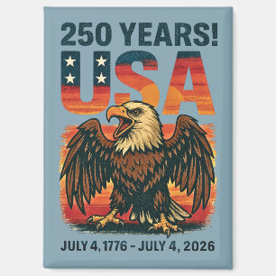 Aimant USA 250 Years - Patriotic Bald Eagle 4 juillet 202