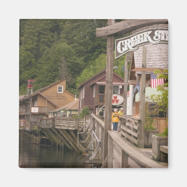 Aimant USA, Alaska, Ketchikan, Creek Street, centre-ville (Devant)